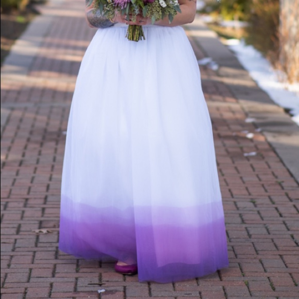 Purple Ombré Dip dyed Tulle Skirt w/ Sash Sz 12